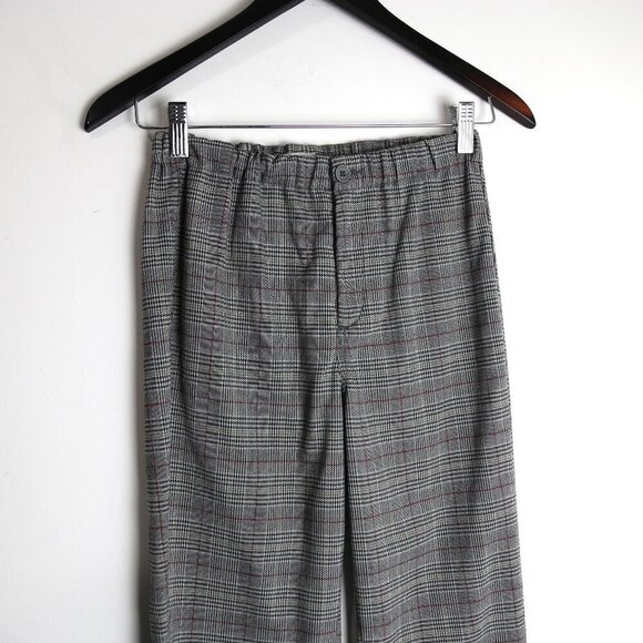Brandy Melville John Galt Plaid Grey Straight Leg Trouser Pants One Size - Picture 2 of 7